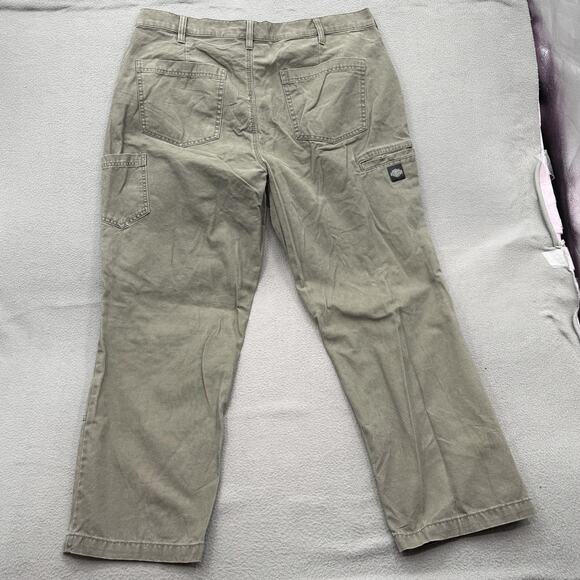 Harley-Davidson Pants Mens 40x30 Green Canvas Utility Carpenter Workwear Casual - Picture 2 of 10